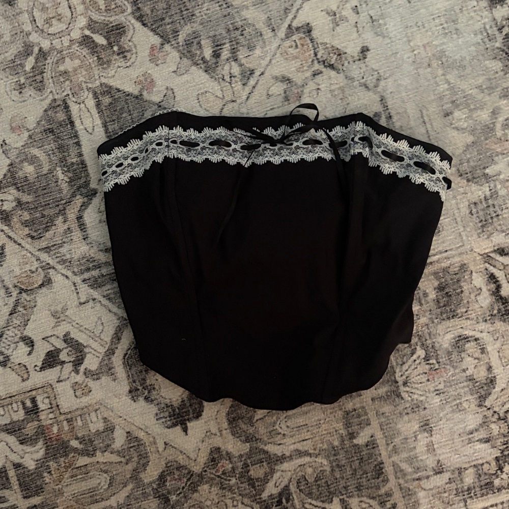 PacSun Black Top with White Lace Detail